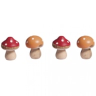 Wooden fly agaric, 3,3cm, 2 colours, tab-bag 5pcs. RAYHER
