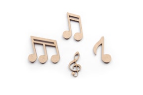 SET 12 MUSICAL NOTES 6.3X5X0.3CM MDF