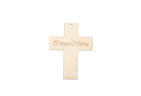 SET 12 CROSSES 6x4.5x0.3CM "O MEU CRISMA" POPLAR WOOD