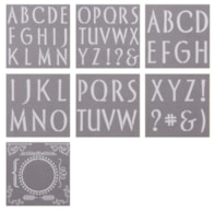 KIT 7 STENCIL 30.5X30.5CM PYI103 LETRAS E BORDAS