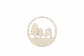 SET 12 BALLS W/CHRISTMAS TREE 9X9X0.2CM POPLAR WOOD