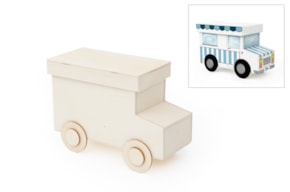 WOODEN BOX TRUCK 22x10x13CM w/ wheels D.5.5cm