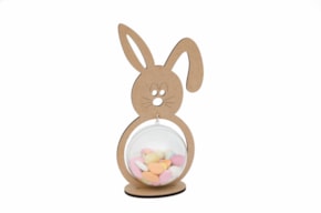 COELHO C/BASE 14X27.1X0.5CM MDF C/BOLA ACRILICA 10CM