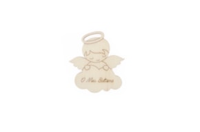 SET 12 ANGELS "O MEU BATISMO" 6.4X7X0.3CM POPLAR WOOD