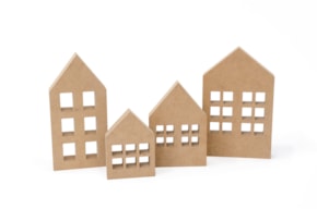 SET 4 HOUSES 39.5X20X2CM MDF
