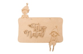 PLAQUE LEPRECHAUNS FELIZ NATAL 30X33.1X0.3CM MDF