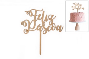 SET 4 CAKE TOPS FELIZ PASCOA  17.5X21X0.3CM MDF