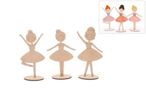 SET 3 BALLET DANCERS 25X0.5CM MDF C/BASE