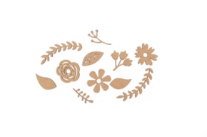 SET 2 KITSFLOWERS + LEAVES 4X0.3CM MDF