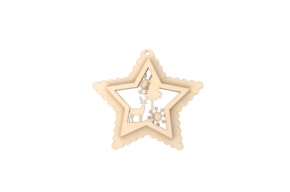 SET 4 3D STAR APPLICATIONS 11X10X0.3CM POPLAR W.