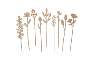 SET 9 FLOWERS 43X0.5CM MDF