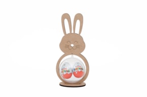 COELHO C/BASE 12.9X27.9X0.5CM MDF C/BOLA ACRILICA 10CM