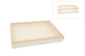 CAJA CON TAPA DE CRISTAL 50X36X6CM