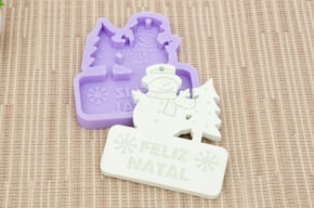 MOLDE SILICONE MLD0124  BONECO NEVE FELIZ NATAL