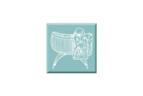 RUBBER STAMP BABY BED  01808