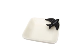TAÇA BRANCA ANDORINHA PRETA 13.5X13.5X3.5CM