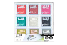 SET 9 IZINK EMBOSSING INKPADS 5x5CM 19705
