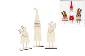 REINDEER AND SANTA CLAUS 36CM-24CM-20CMX0.6CM POPLAR WOOD