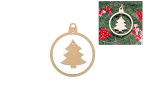 SET 6 CHRISTMAS BALL W/ TREE 10X12X0.3CM MDF