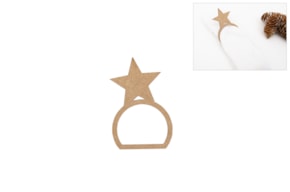 SET 12 NAPKIN RINGS W/ STAR 6.2X9.2X0.3CM MDF
