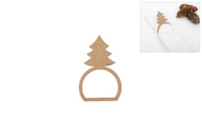 SET 12 NAPKIN RINGS W/ TREE 6X9.4X0.3CM MDF