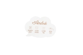 PLACA DE NASCIMENTO NUVEM PERSONALIZAVEL 12X8.2X0.3CM MDF BR