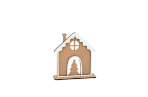 SET 2 CHRISTMAS HOUSES 11.9X12.3X0.3CM WHITE MDF W/ BASE