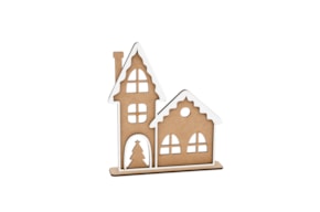 CHRISTMAS HOUSE 17.9X20.3X0.3CM WHITE MDF W/ BASE