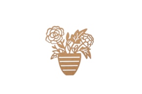SET 4 VASES WITH FLOWERS 11.7X12X0.3CM MDF