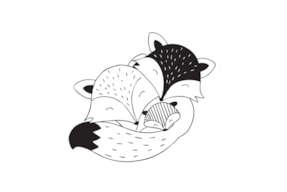 WOODEN STAMP C FOX FAMILY  01676