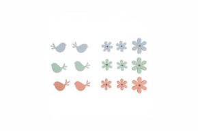 Wooden shapes Flower/Bird, rainbow, 2.3-3.3cm  RAYHER