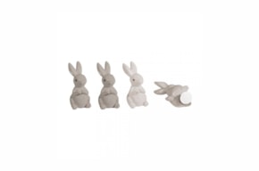 Polyresin Rabbits with adhesive dot, 2x2x4cm, assorted, PVCs