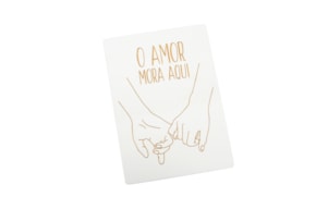 BOARD "O AMOR MORA AQUI" 16X22X0.8CM WHITE MDF