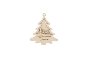 SET 4 CHRISTMAS TREE W/ VILLAGE 8.7X10X0.3CM POPLAR W.