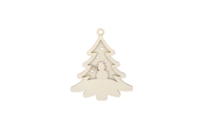SET 4 CHRISTMAS TREE W/ SNOWMAN 8.7X10X0.3CM POPLAR W.