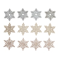 Wood shapes to scatter Snowflake, 4cm ø,  12pcs RAYHER