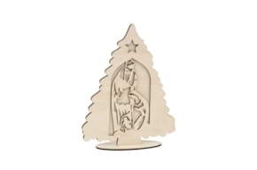 TREE WITH HOLY FAMILY 19.7X25.4X0.4CM POPLAR W.