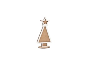 SET 2 CHRISTMAS TREE 7.6X15.3X0.3CM WHITE MDF