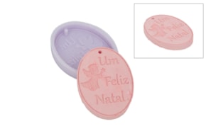 MOLDE SILICONE PLACA UM FELIZ NATAL 8X6X0.8CM  MLD216