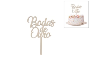 SET 4 TOPPERS BODAS DE OURO 10X13.6X0.4CM CHOUPO