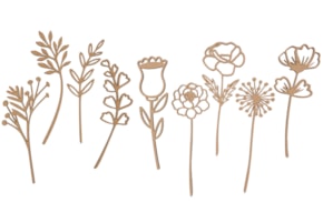 SET 9 FLOWERS 30X0.5CM MDF