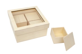 SOUVENIR BOX 17X17X8.5X0,8CM WITH 4 BOXES ACRYLIC LID