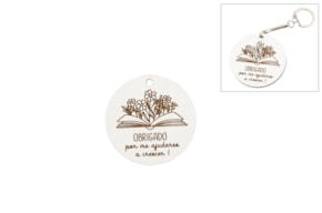 SET 12 SOUVENIRS Obrigado D.5.5X0.3CM WHITE MDF