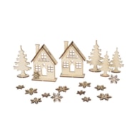 Wooden building kit Winter houses, 31 parts, tab-bag 1pc