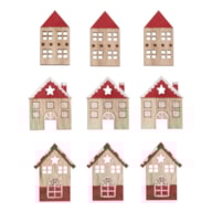 Wood decorative shapes House, 4.5-4.2cm, w. adh. dot, tab-bs