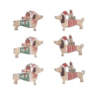 Wood decor. shapes Christmas dachshund, 4.4x3.2cm, w. adh. s