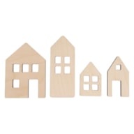 Wood deco Light up houses,FSC Mix Credit, natural, 5.5-10cms