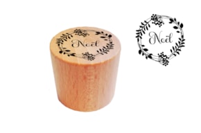 ROUND WOODEN STAMP FR wreath Noël 01902  - FSC 100%