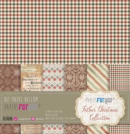 KIT 6 PAPEIS SCRAP VELLUM 30X31CM FATHER CHRISTMAS PFY-12359