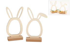 SET 2 CONEJOS 13X20X0.4CM CHOUPO C/ BASE 10X4X1.6CM MDF